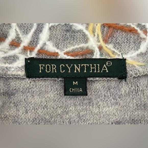 For Cynthia 100% Wool Boho Sweater Coat Womens Gray Art Unlined Full Zip; size M - Picture 4 of 6